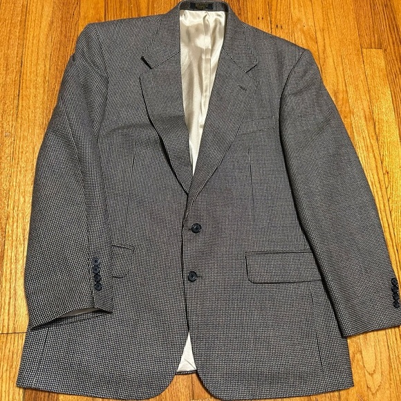 Oscar de la Renta Other - Oscar de la Renta Houndstooth Blazer Sport Coat Jacket 2 Button 100% Wool 44R